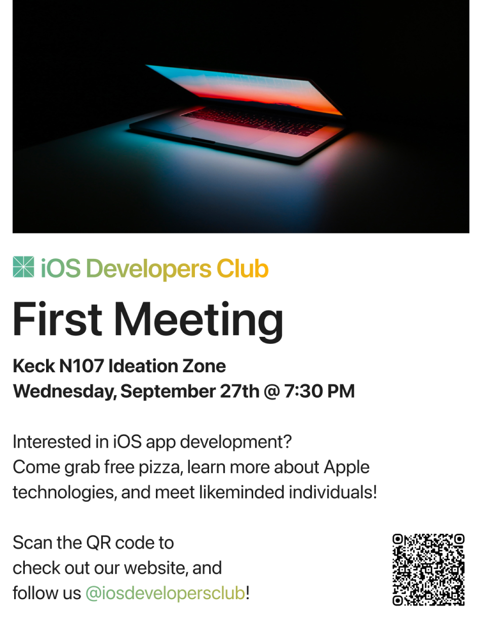 Final variant flyer for the iOS Developers Club.