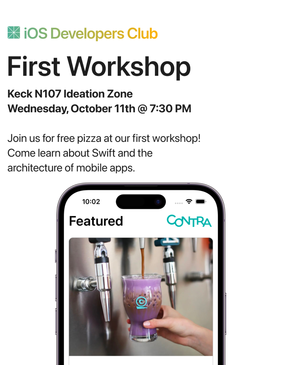 Second variant for the first workshop workshop flyer of the iOS Developers Club.