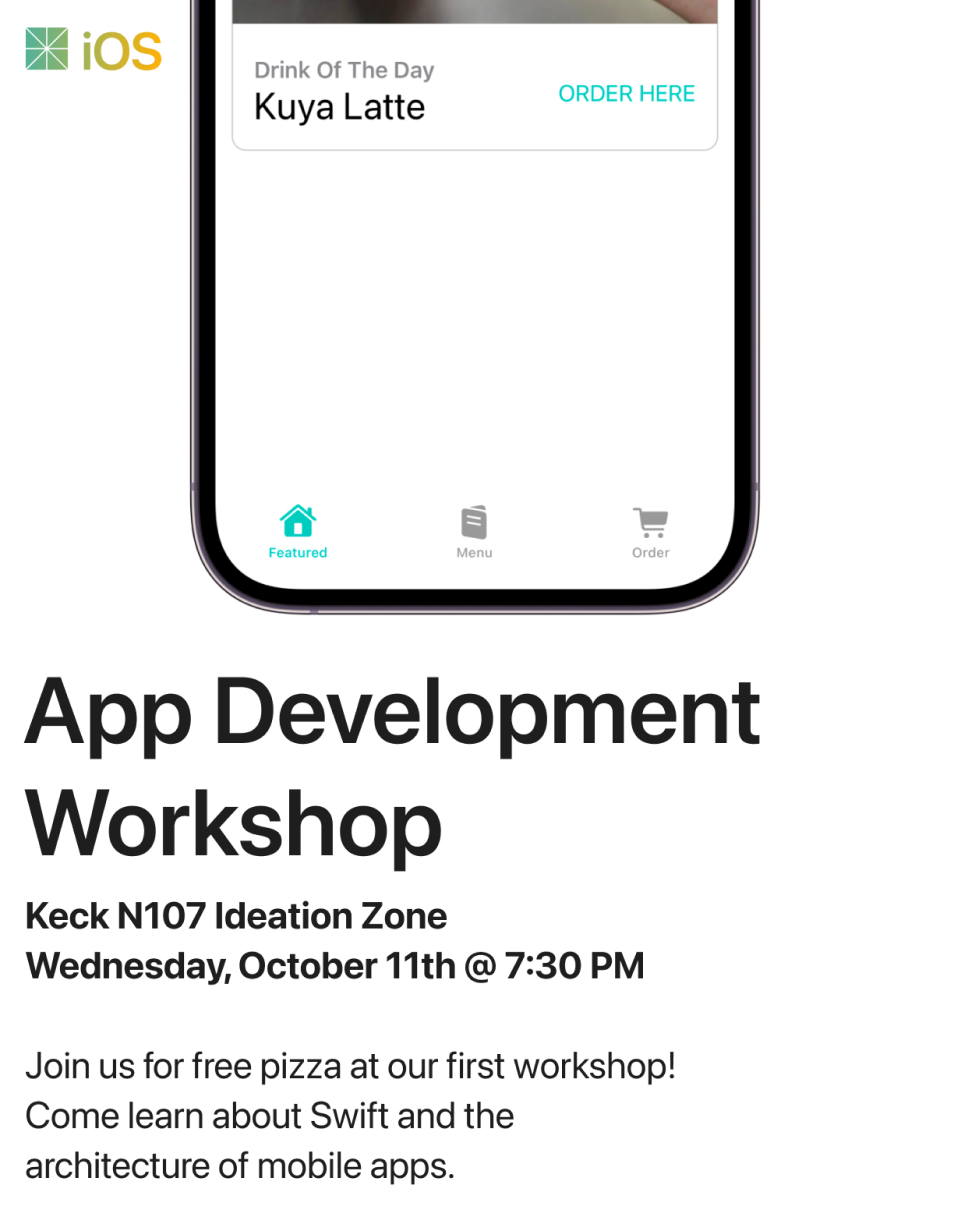 Third variant for the first workshop workshop flyer of the iOS Developers Club.