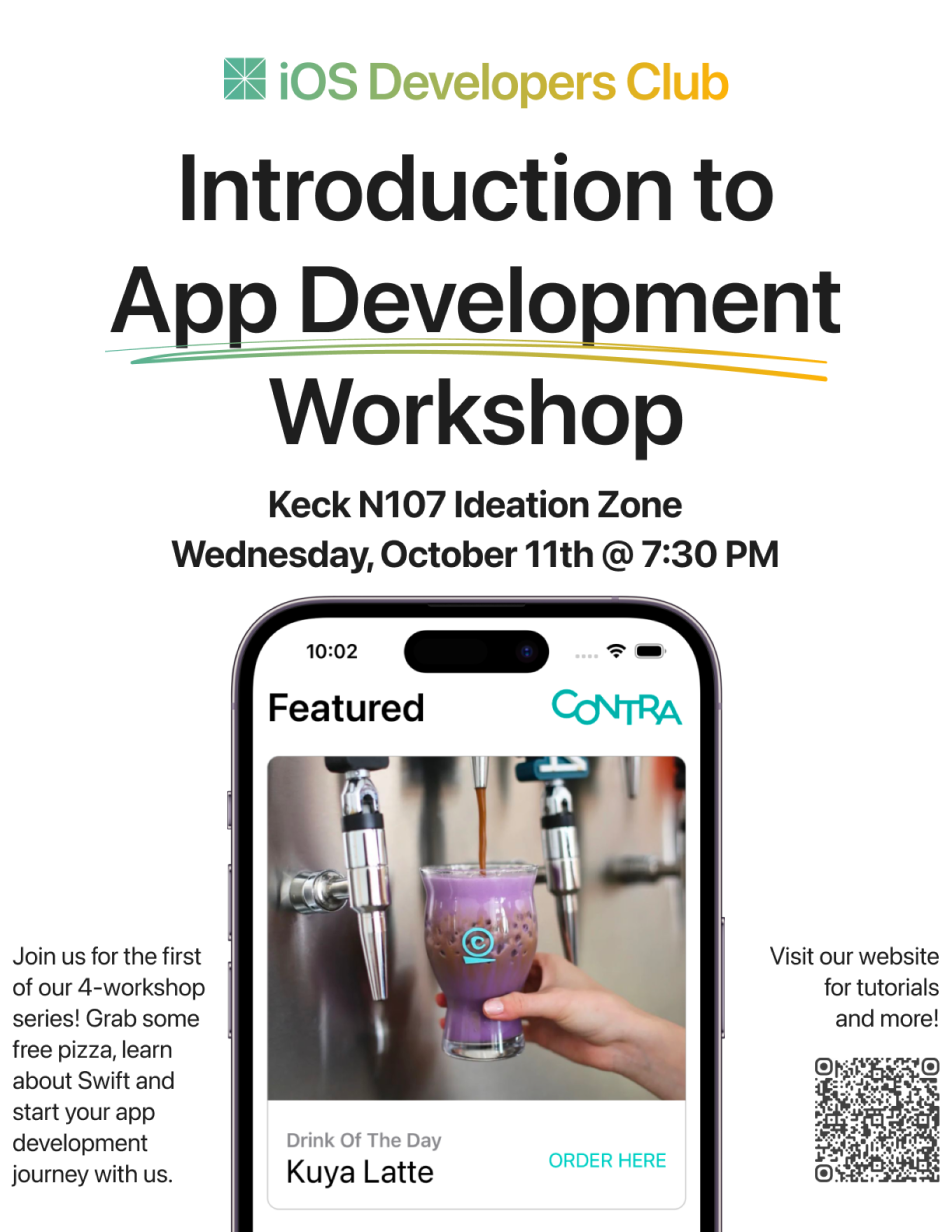 Final variant for the first workshop workshop flyer of the iOS Developers Club.